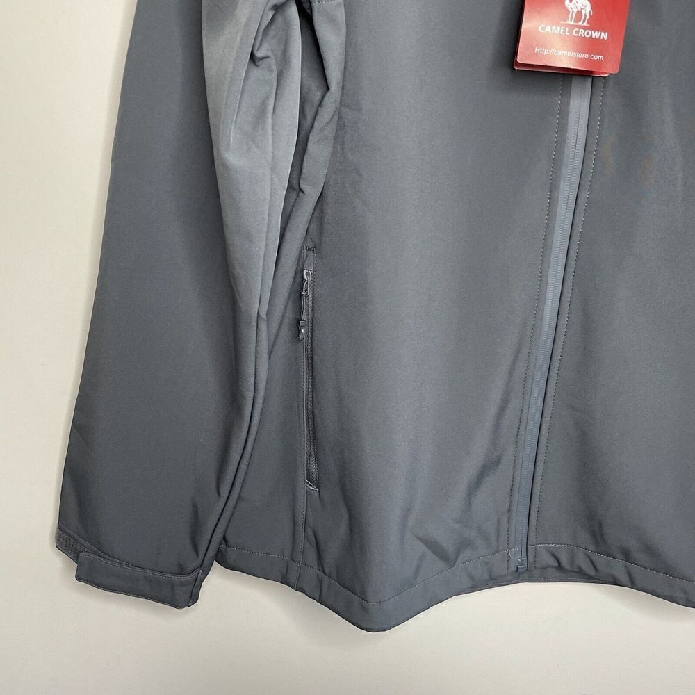 CAMEL CROWN Mens Full-Zip Jacket Anorak NEW Fleece-Lined Windproof Hood Gray L - Picture 3 of 9